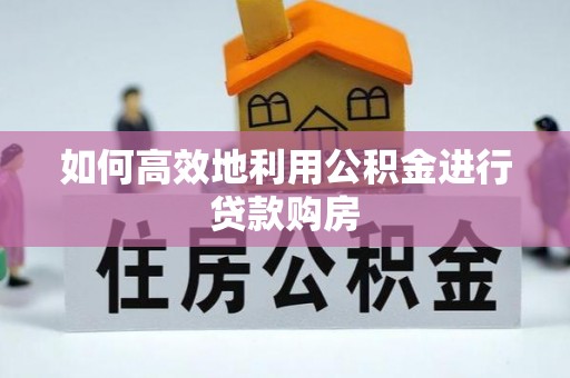 埔盐如何高效地利用公积金进行贷款购房